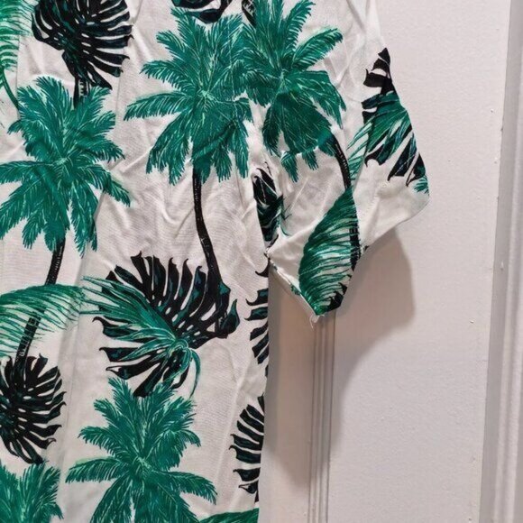 NWT Free Planet Eco Palm Leaf Tropical Short Sleeve Hawaiian Shirt - Picture 15 of 15
